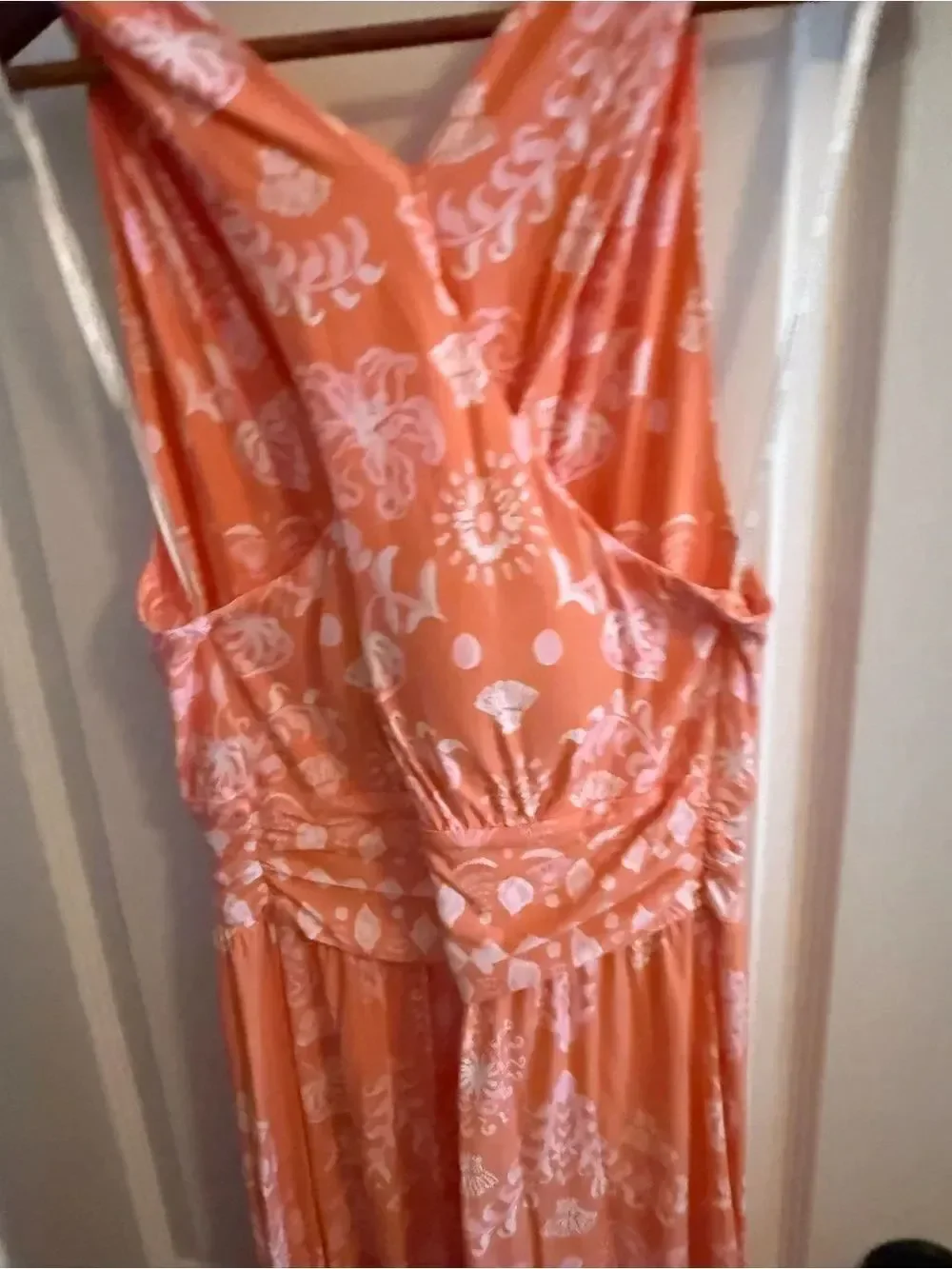 Lilly Pulitzer Montecito Halter Maxi Dress Sleeveless Coral Papaya Breezy Palm